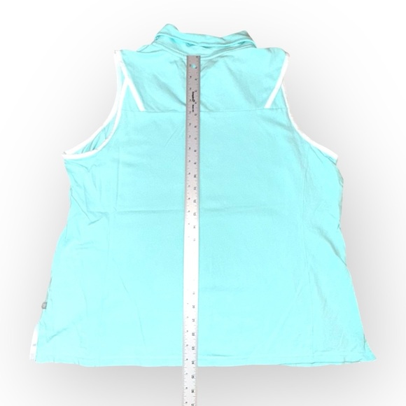TALBOTS UPF 50+ SLEEVELESS PIQUÉ POLO - Fresh Aqua 1X NWOT - Picture 11 of 12